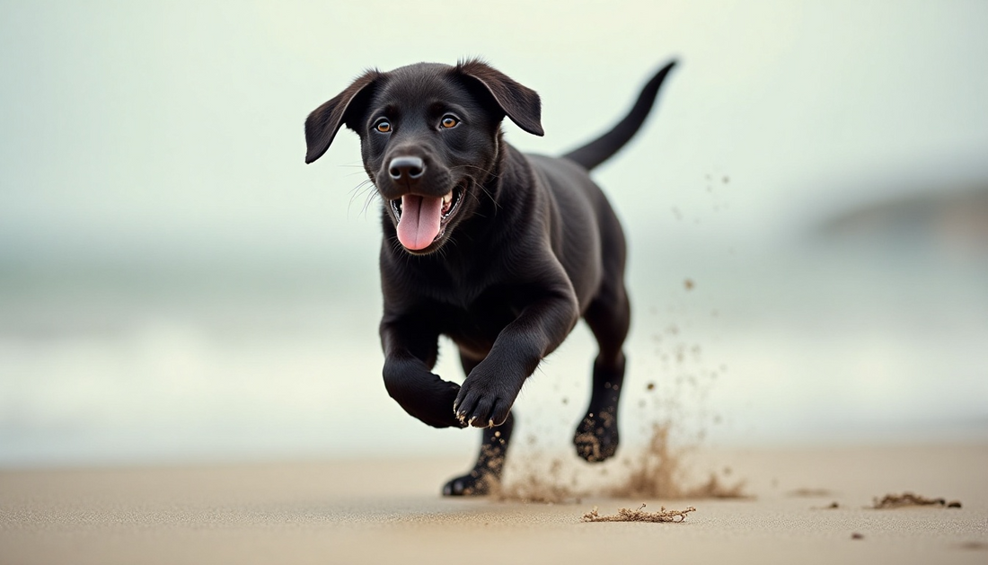 dog running on the beach